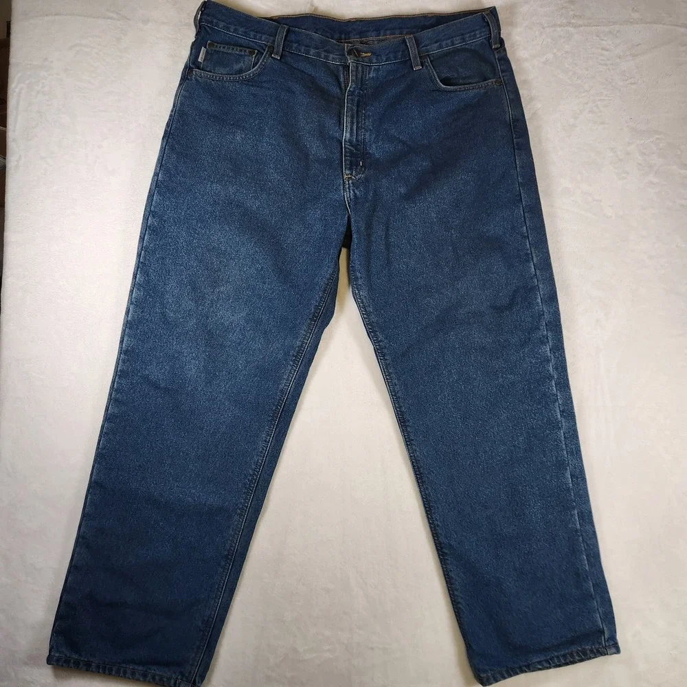 Carhartt Relaxed Fit Flannel Lined Jeans Men's 40x30 Blue Denim Winter Workwear‎
